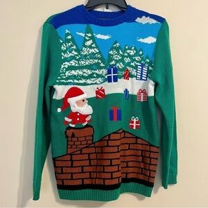 33DEGREES Ugly Christmas Festive Holiday Crewneck Knit‎ Sweater Santa Size Large